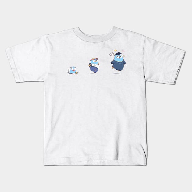 Golang Gopher Go defer panic recover Kids T-Shirt by clgtart